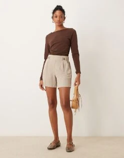 Abercrombie & Fitch Long Sleeve Top With Slash Neck In Brown For Women Chicory Coffee -Abercro Clothing Shop 207345310 4