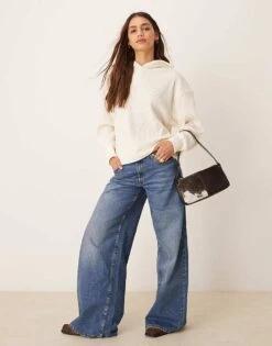 Abercrombie & Fitch Ribbed Knit Hoodie In Cream For Women Antique White