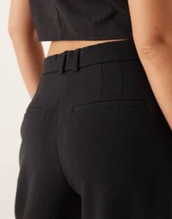 Abercrombie & Fitch Wide Leg Tailored Trousers In Black For Women Black Beauty -Abercro Clothing Shop 207345342 3