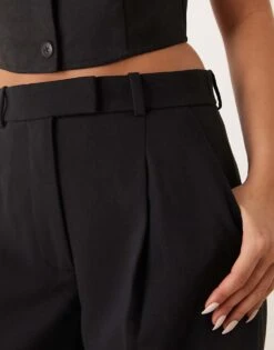 Abercrombie & Fitch Wide Leg Tailored Trousers In Black For Women Black Beauty -Abercro Clothing Shop 207345342 5