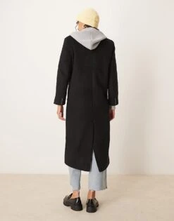 Abercrombie & Fitch Double Breasted Long Coat In Black For Women Black Beauty -Abercro Clothing Shop 207345451 3