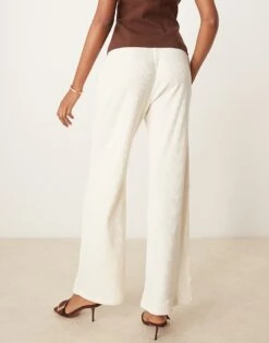 Abercrombie & Fitch Drawstring Rib Flare Joggers In Cream For Women Antique White -Abercro Clothing Shop 207345481 4