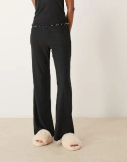 Abercrombie & Fitch Co-ord Lettuce Hem Pyjama Bottoms In Black For Women Black Beauty -Abercro Clothing Shop 207345490 3