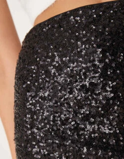 Abercrombie & Fitch High Rise Sequin Skort In Black For Women Black Beauty -Abercro Clothing Shop 207345543 4