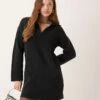 Abercrombie & Fitch Long Sleeve Knitted Dress In Black With Collar For Women Black Beauty -Abercro Clothing Shop 207345545 1 blackbeauty