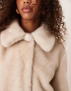 Abercrombie & Fitch Collared Borg Jacket In Beige For Women -Abercro Clothing Shop 207345679 3