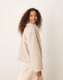 Abercrombie & Fitch Collared Borg Jacket In Beige For Women -Abercro Clothing Shop 207345679 4