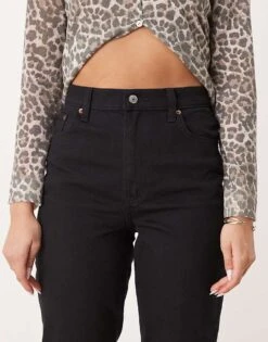 Abercrombie & Fitch Curve Love 90s Straight Fit Ultra High Rise Jeans In Black For Women No Fade Black -Abercro Clothing Shop 207345727 5