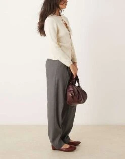 Abercrombie & Fitch High Rise Tapered Trouser In Charcoal For Women -Abercro Clothing Shop 207597435 5