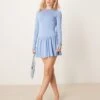 Abercrombie & Fitch Scoop Back Peplum Drop Waist Skort Dress In Blue For Women -Abercro Clothing Shop 207853084 1 blue