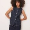 Abercrombie & Fitch Longline Denim Waistcoat In Indigo Wash For Women Navy -Abercro Clothing Shop 207853100 1 navy