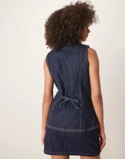 Abercrombie & Fitch Longline Denim Waistcoat In Indigo Wash For Women Navy -Abercro Clothing Shop 207853100 3