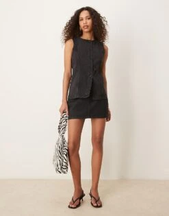 Abercrombie & Fitch Longline Denim Waistcoat In Black For Women -Abercro Clothing Shop 207853124 3