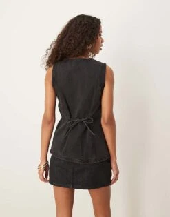 Abercrombie & Fitch Longline Denim Waistcoat In Black For Women -Abercro Clothing Shop 207853124 4