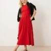 Abercrombie & Fitch High Neck Drop Waist Midi Dress In Red For Women -Abercro Clothing Shop 207870913 1 red