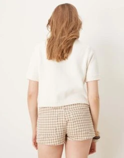 Abercrombie & Fitch Crew Neck Button Through Knit Cardigan In Cream For Women -Abercro Clothing Shop 207870941 4