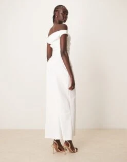 Abercrombie & Fitch Off The Shoulder Draped Jumpsuit In Off White For Women -Abercro Clothing Shop 207871021 3