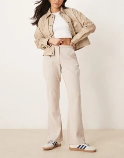 Abercrombie & Fitch Curvy Low Rise Bootcut Trousers In Grey For Women