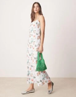 Abercrombie & Fitch Cami Strap Maxi Dress In Blue Postcard Print For Women Multi -Abercro Clothing Shop 207871057 1 multi 1