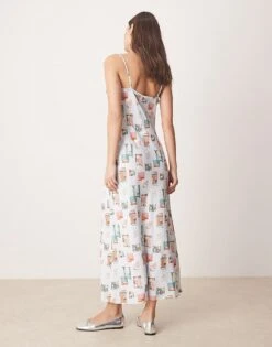 Abercrombie & Fitch Cami Strap Maxi Dress In Blue Postcard Print For Women Multi -Abercro Clothing Shop 207871057 3