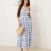 Abercrombie & Fitch Flowy Maxi Dress In Blue Stamp Print For Women