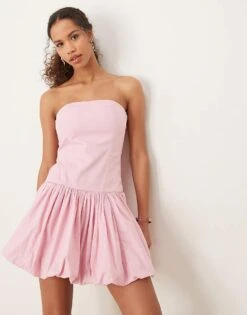 Abercrombie & Fitch Strapless Bubble Hem Mini Dress In Pink For Women -Abercro Clothing Shop 207871125 1 pink 1