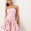 Abercrombie & Fitch Strapless Bubble Hem Mini Dress In Pink For Women -Abercro Clothing Shop 207871125 1 pink