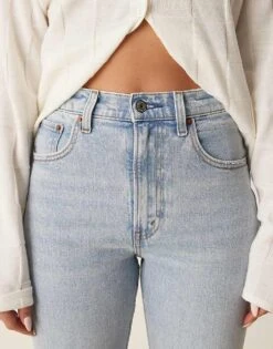 Abercrombie & Fitch Mid Rise Ankle Straight Jeans In Light Blue Wash For Women -Abercro Clothing Shop 207871177 4