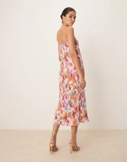 Abercrombie & Fitch Strapless Giselle Pleat Maxi Dress In Yellow Abstract For Women -Abercro Clothing Shop 207871280 4