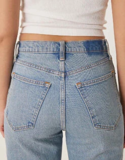 Abercrombie & Fitch Mid Rise 90s Straight Jeans In Medium Wash Blue For Women -Abercro Clothing Shop 207871311 4