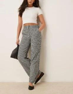 Abercrombie & Fitch Classic High Rise Trousers In Black Gingham For Women