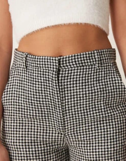 Abercrombie & Fitch Classic High Rise Trousers In Black Gingham For Women -Abercro Clothing Shop 207871353 4