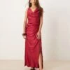 Abercrombie & Fitch Cowl Neck Draped Maxi Dress In Dark Pink For Women Sangria -Abercro Clothing Shop 207871366 1 sangria