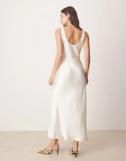 Abercrombie & Fitch Cowl Neck Draped Maxi Dress In White For Women -Abercro Clothing Shop 207871408 4