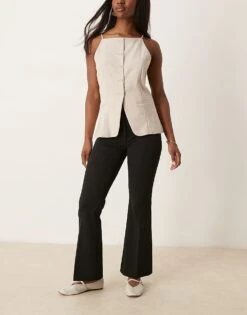 Abercrombie & Fitch Low Rise Bootleg Trousers In Black For Women