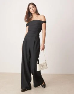 Abercrombie & Fitch Off The Shoulder Draped Jumpsuit In Black For Women -Abercro Clothing Shop 207871510 1 black 1