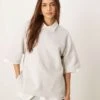 Abercrombie & Fitch Oversized T-shirt With Side Slits In Light Grey For Women -Abercro Clothing Shop 207871560 1 lightgrey