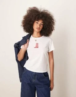 Abercrombie & Fitch Short Sleeve Skimming Cowboy Boot T-shirt In White For Women -Abercro Clothing Shop 207871562 4