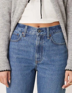 Abercrombie & Fitch Mid Rise Loose Jeans In Tinted Medium Wash Blue For Women Mid Wash Blue -Abercro Clothing Shop 207871587 5
