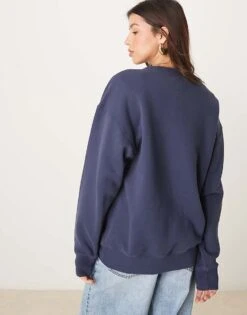 Abercrombie & Fitch Vintage Tennis Crew Neck Graphic Sweatshirt In Dark Blue For Women -Abercro Clothing Shop 207871589 4