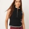 Abercrombie & Fitch Mock Neck 1/4 Zip Knit Vest In Black For Women -Abercro Clothing Shop 207871603 1 black