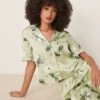 Abercrombie & Fitch Short Sleeve Button Up Pyjama Shirt In Green Floral Co-ord For Women -Abercro Clothing Shop 207871714 1 greenfloral