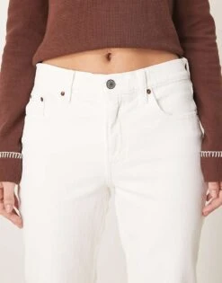 Abercrombie & Fitch Mid Rise Straight Jeans In White For Women -Abercro Clothing Shop 207871734 5
