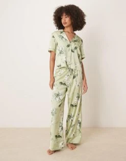 Abercrombie & Fitch Drawstring Pyjama Trousers In Green Floral Co-ord For Women -Abercro Clothing Shop 207871742 1 greenfloral 1