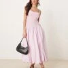 Abercrombie & Fitch Drop Waist Bubble Midi Dress In Pink For Women