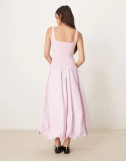 Abercrombie & Fitch Drop Waist Bubble Midi Dress In Pink For Women -Abercro Clothing Shop 207871809 4