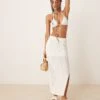 Abercrombie & Fitch Mid Rise Crochet Maxi Skirt With Side Split In Cream For Women -Abercro Clothing Shop 207873524 1 cream