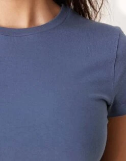 Abercrombie & Fitch Short Sleeve Seamless Cropped Baby Tee In Blue For Women -Abercro Clothing Shop 207873562 3