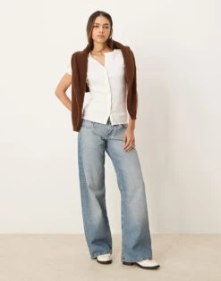 Abercrombie & Fitch Button Through Ribbed Top In Cream For Women -Abercro Clothing Shop 207873623 4