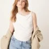 Abercrombie & Fitch Skimming Draped Twist Top In Cream For Women -Abercro Clothing Shop 207873638 1 cream